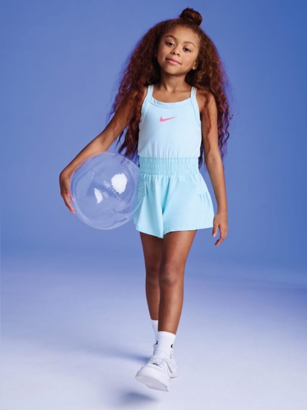 Nike Mint Blue Athletic Romper with Pink Swoosh